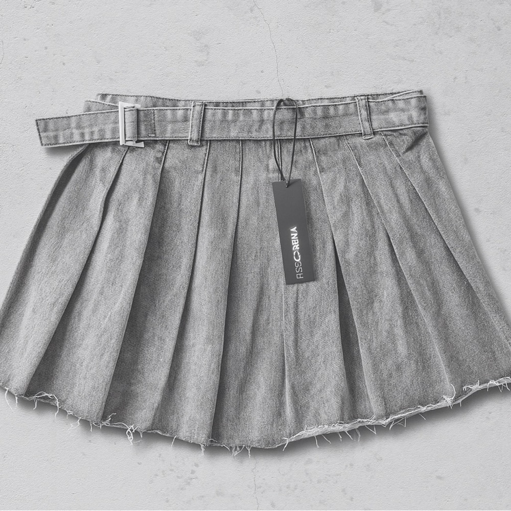 Gray Pleated Women's Skirt
